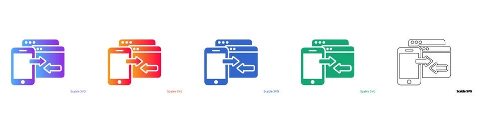 Mobile Synchronization Icon Set Stock Illustration