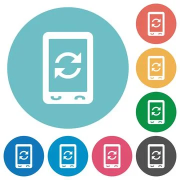 Mobile syncronize flat round icons Stockillustratie