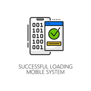 Mobile system software update loading line icon Stock Illustration