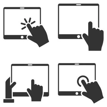 Mobile Tab And Hand Pointer Vector Flat Icon Set Illustrazione stock