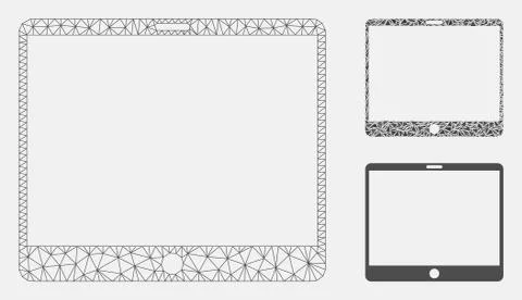 Mobile Tablet Vector Mesh Carcass Model and Triangle Mosaic Icon Stock Illustration