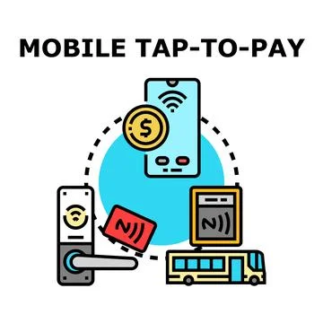 Mobile tap to pay technology facilitating secure transactions Stock Illustration