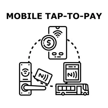 Mobile tap to pay technology facilitating secure transactions Stock Illustration