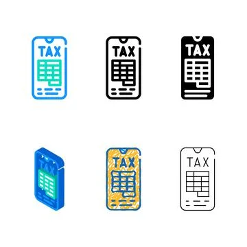 Mobile tax color icon vector variants Illustrazione stock