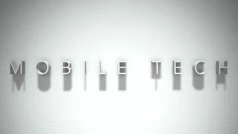 Mobile Tech 3D title animation with shadows on a white background Stock Footage 296626099