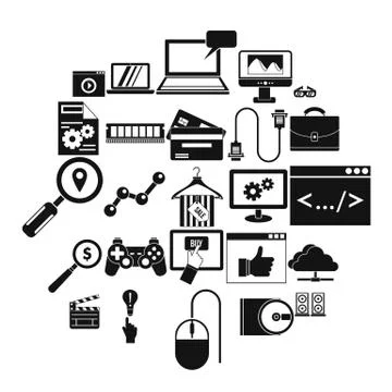 Mobile tech icons set, simple style Stock Illustration