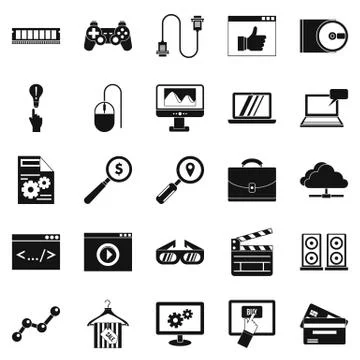 Mobile tech icons set, simple style Stock Illustration