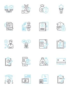 Mobile technology and devices linear icons set. Smartph, Tablet, Wearables, App Stock Illustration