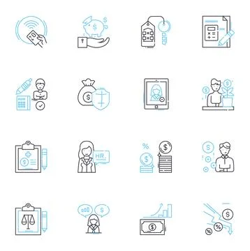 Mobile technology and devices linear icons set. Smartph, Tablet, Wearables, App Stock Illustration