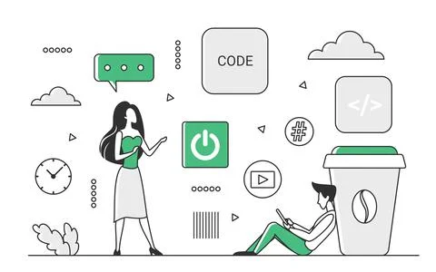 Mobile technology application Stock Illustration