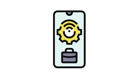 Mobile technology business process color icon animation Video stock 326110576