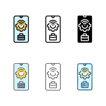 Mobile technology business process color icon vector forms Stock Illustration