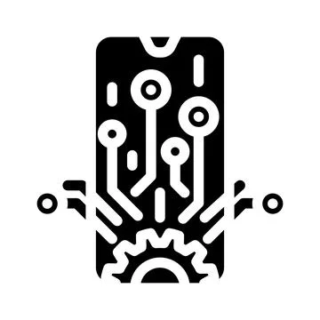 Mobile technology business process glyph icon vector illustration Stock Illustration