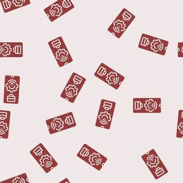 Mobile technology business process glyph seamless pattern Stock Illustration