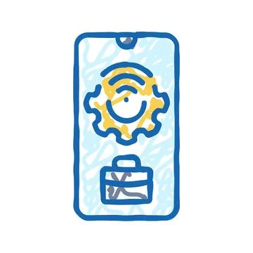 Mobile technology business process icon doodle illustration Stock Illustration