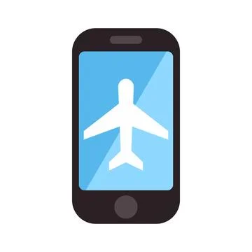 Mobile technology concept with airplane icon for travel application Stock Illustration