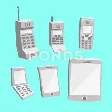 Mobile Technology Evolution: Old Mobile Phone, Smartphone, Tablet