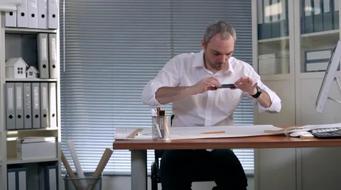 Mobile Technology Helps the Architect Stock Footage 63656669