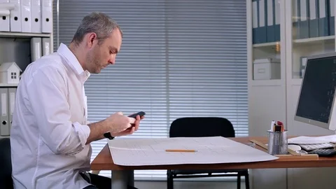 Mobile Technology Helps the Architect Stock Footage 72024991