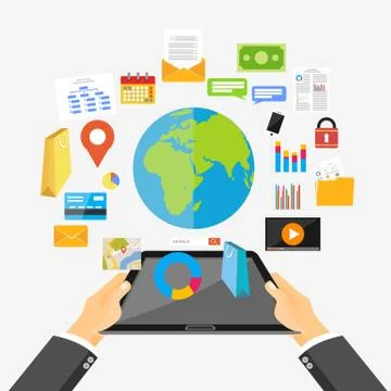 Mobile technology, internet content and mobile application concept illustrati Stock Illustration