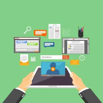 Mobile technology, internet content, distribution system concept illustration Stock Illustration