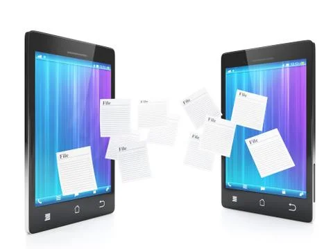Mobile technology. transferring files between phones Stock Illustration