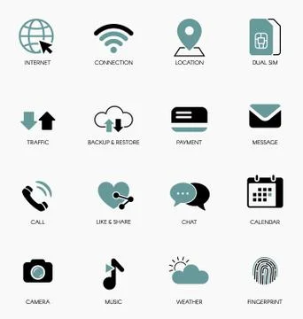 Mobile technology vector icons set. Stock Illustration
