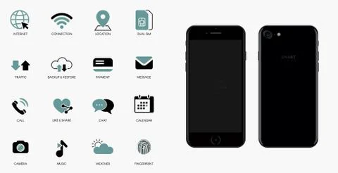 Mobile technology vector icons set. Stock Illustration