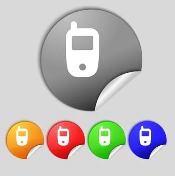 Mobile telecommunications technology symbol. Set colour buttons. Stock Illustration