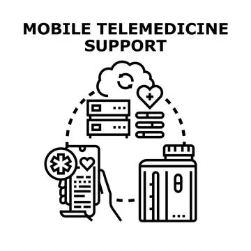 Mobile telemedicine support providing remote digital healthcare Stock Illustration