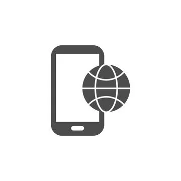 Mobile telophone with globe icon. Elements of web icon. Premium quality graphic Stock Illustration