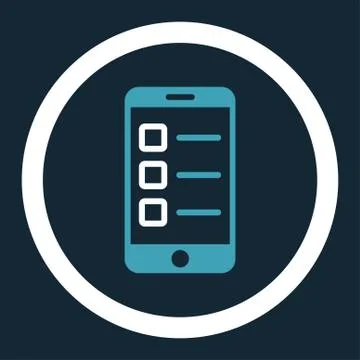 Mobile test flat blue and white colors rounded vector icon Illustrazione stock