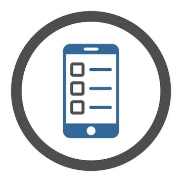 Mobile test flat cobalt and gray colors rounded vector icon Illustration