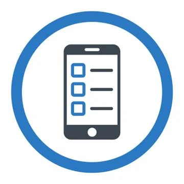Mobile test flat smooth blue colors rounded vector icon Illustrazione stock