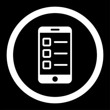 Mobile test flat white color rounded vector icon Illustrazione stock