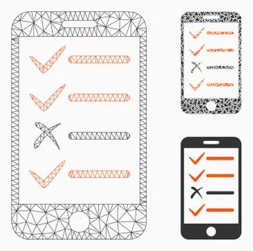 Mobile Test Vector Mesh Network Model and Triangle Mosaic Icon 스톡 일러스트