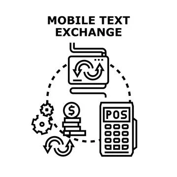 Mobile text exchange concept creating payment transaction イラスト素材