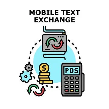 Mobile text exchange concept creating payment transaction Stock Illustration