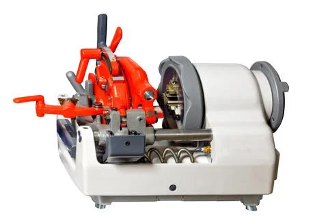 Mobile thread cutting machine with cutting head and knives. Stock Photos