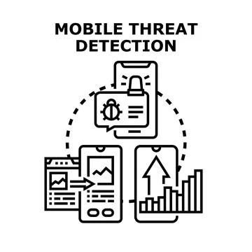 Mobile threat detection identifying security risks protection Stock Illustration