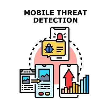 Mobile threat detection identifying security risks protection Stock Illustration