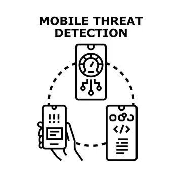 Mobile threat detection system security scanning concept イラスト素材