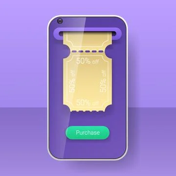 Mobile Ticket Voucher Purchase App User Interface Design Stock Illustration