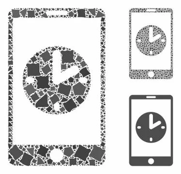 Mobile time Mosaic Icon of Unequal Parts Illustrazione stock