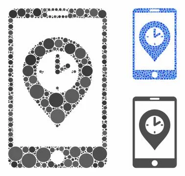 Mobile Time Pointer Composition Icon of Round Dots イラスト素材