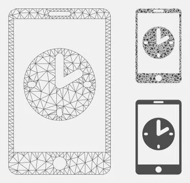 Mobile Time Vector Mesh 2D Model and Triangle Mosaic Icon Illustrazione stock