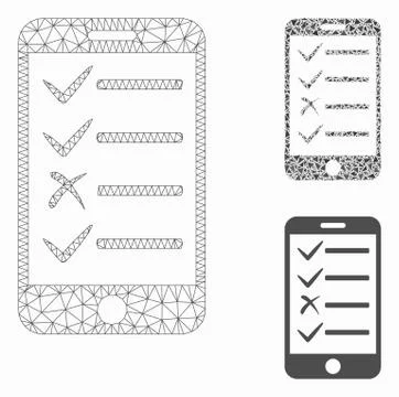 Mobile Todo List Vector Mesh 2D Model and Triangle Mosaic Icon Stock Illustration