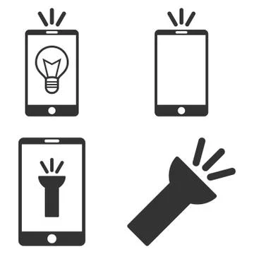 Mobile Torch Vector Flat Icon Set Stock Illustration