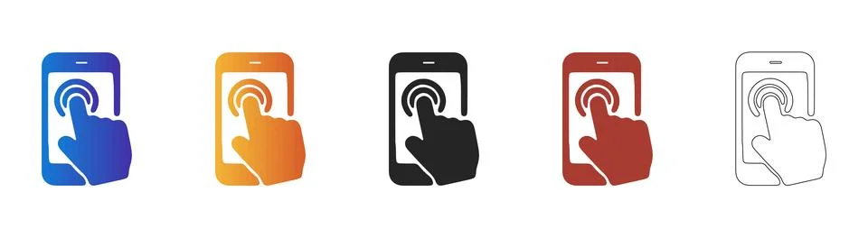 Mobile touch screen interaction icon for user interface Illustrazione stock