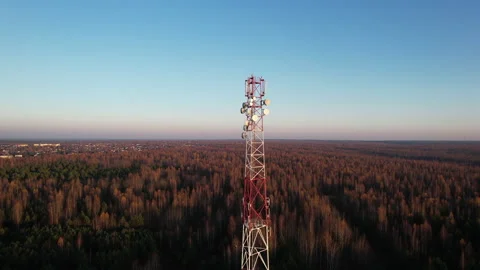 Mobile Tower installation. Cell site and Telecom Base Station. Stock Footage 169186069